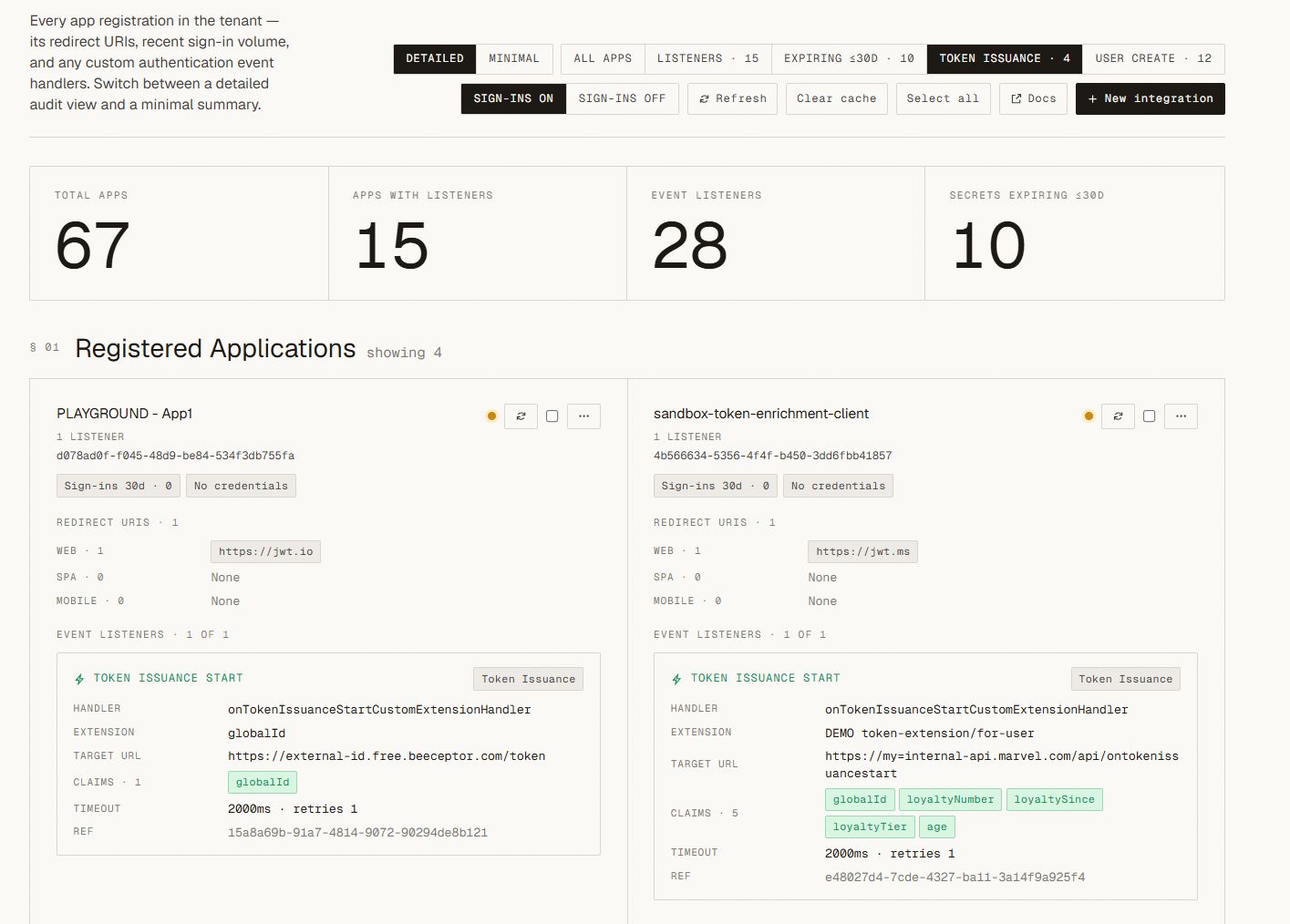 User flows with linked applications